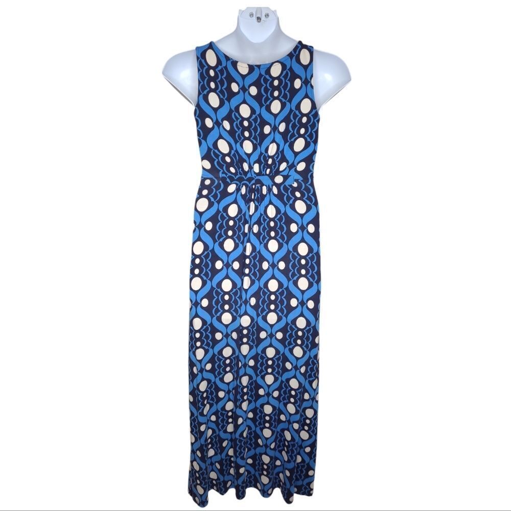 BODEN blue printed jersey sleeveless maxi dress‎ WH752 8 - Picture 3 of 8